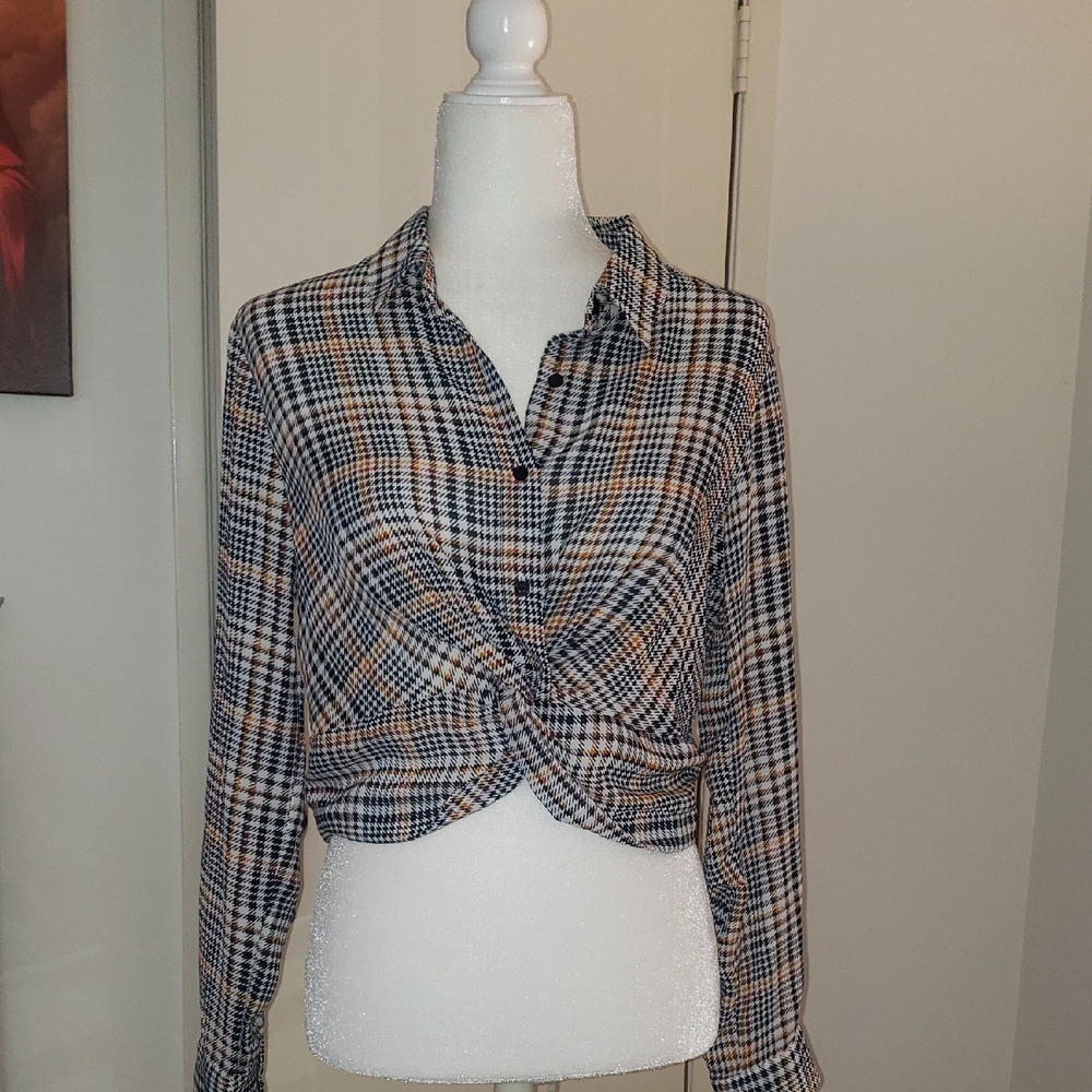 Timing Black and Tan Plaid Button Down Shirt